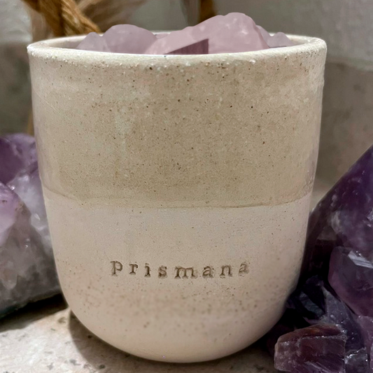 Vela con Cuarzo Rosa - Vainilla - Yo me amo y soy suficiente.